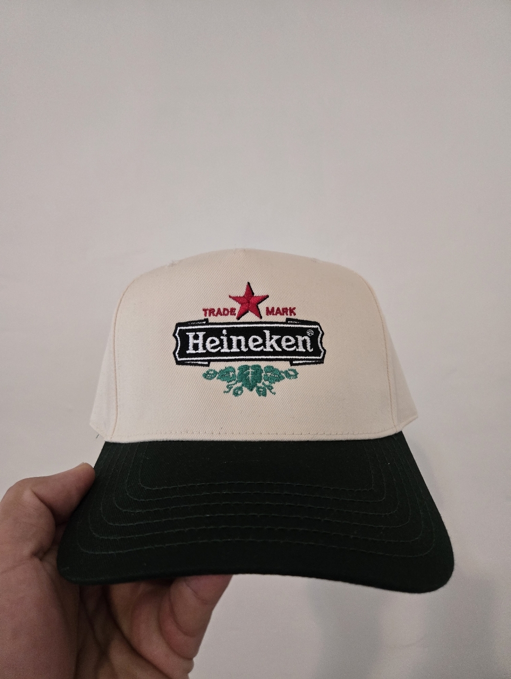 Heineken Embroidered Logo Trucker Hat - Cream & Dark Green